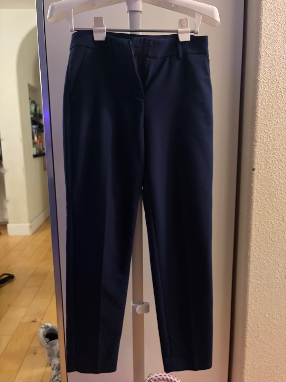 Express Navy Straight-Leg Dress Trousers